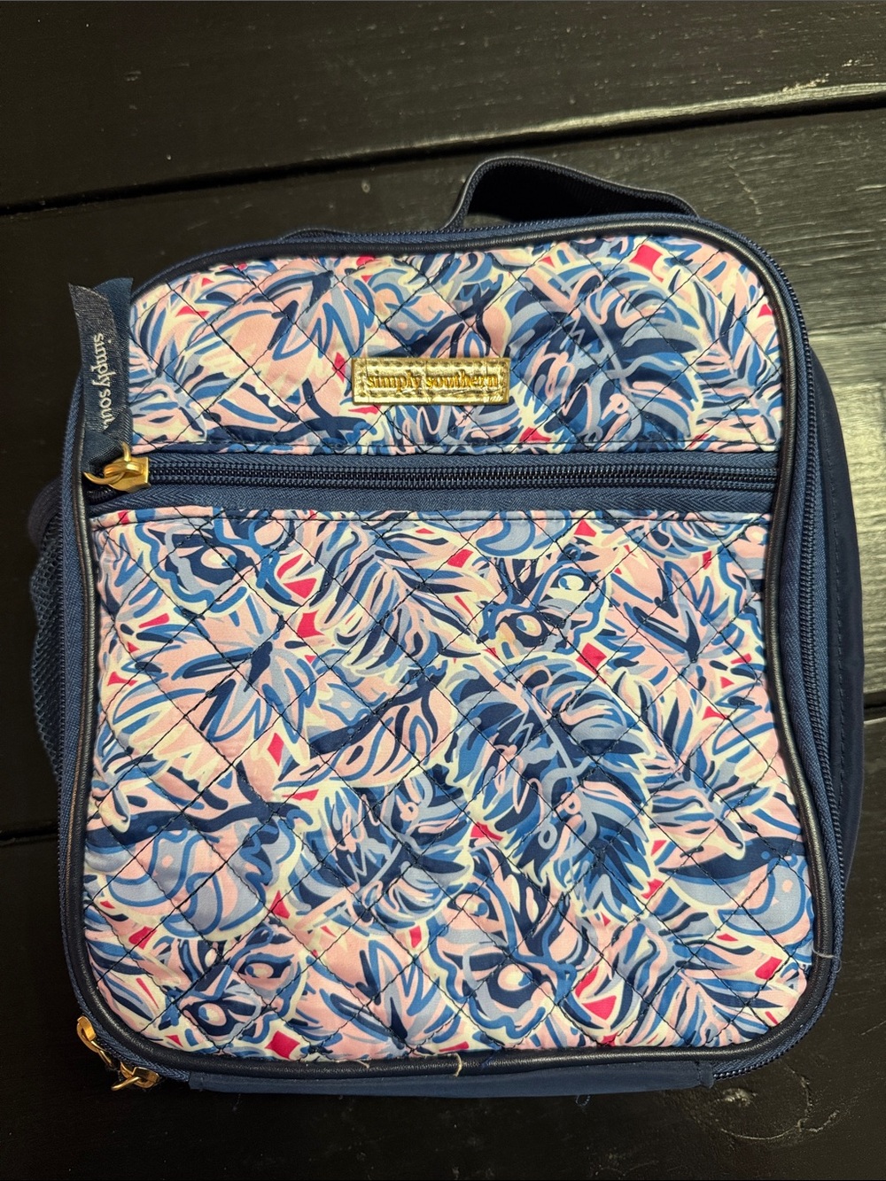 Simply Southern Navy, Light Pink & Blue Quilted Lunch Box